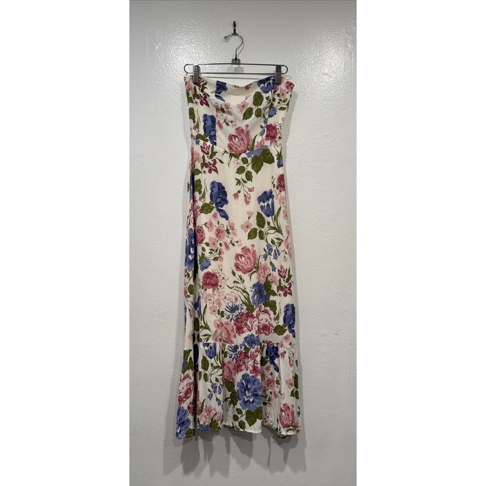 Reformation Arta Dress In Donna Size 4 Floral Print Strapless Romantic Glam